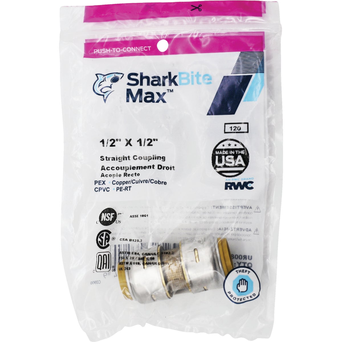 SharkBite 1/2 In. Push-to-Connect Straight Brass Coupling Image 6