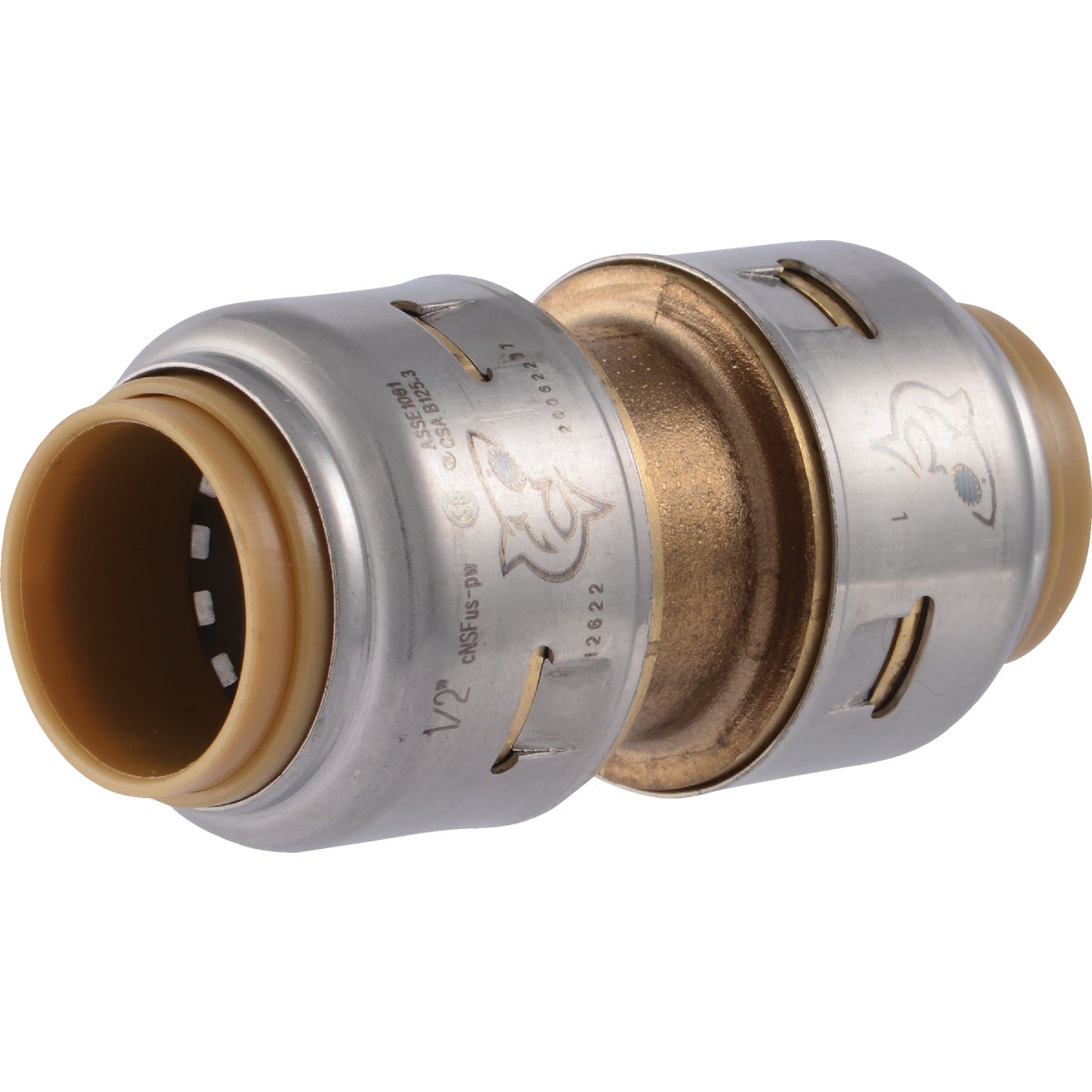 SharkBite 1/2 In. Push-to-Connect Straight Brass Coupling Image 1