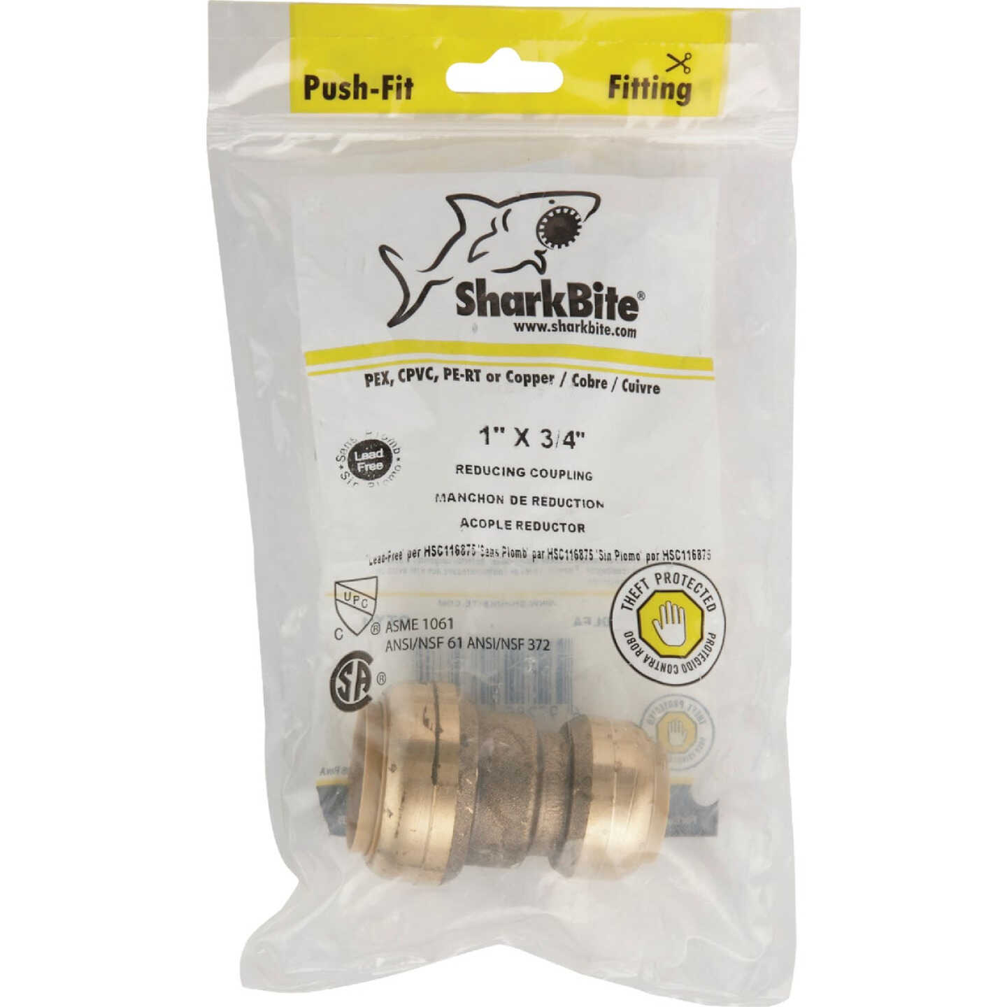 SharkBite 1 In. x 3/4 In. Push-to-Connect Brass Coupling Image 2