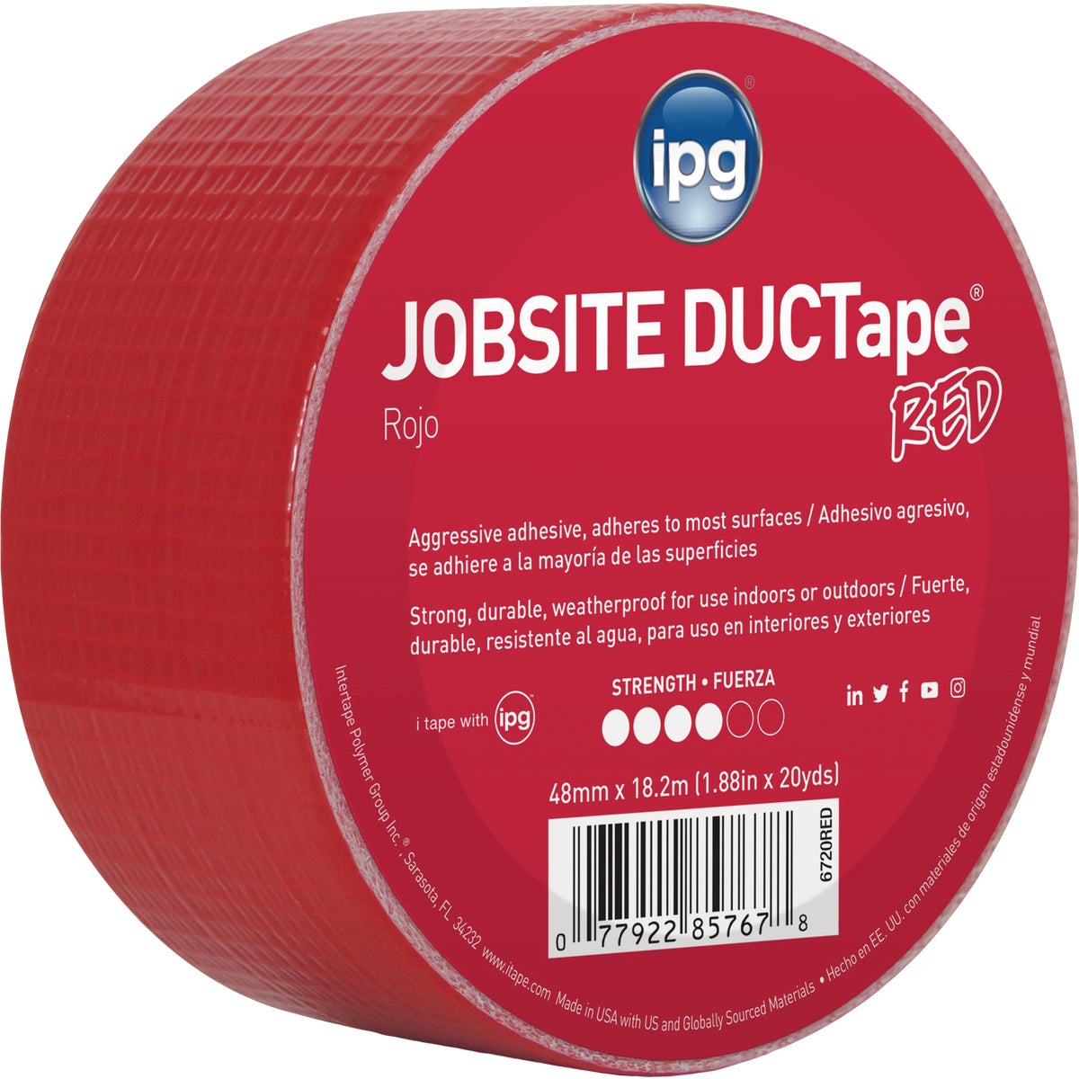 Intertape DUCTape 1.88 In. x 20 Yd. General Purpose Duct Tape, Red Image 1