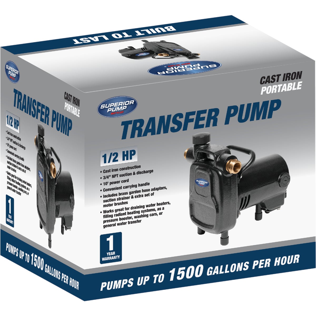 Superior Pump 1/2 HP 1500 GPH Cast Iron Utility Pump Image 4