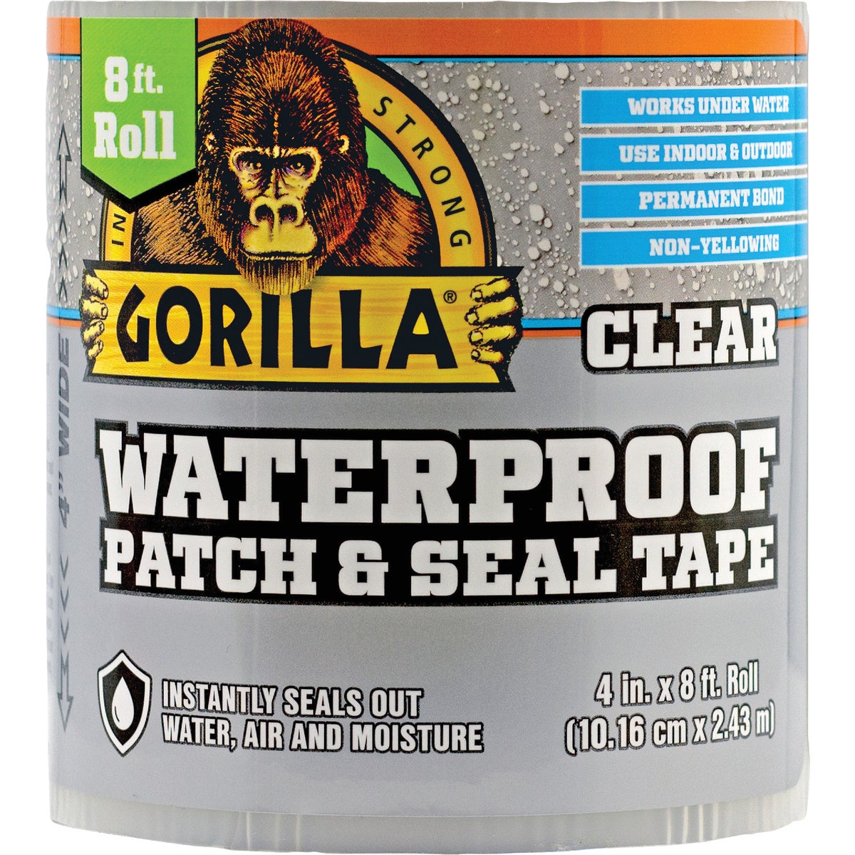 Gorilla 4 In. x 8 Ft. Waterproof Patch & Seal Repair Tape, Clear