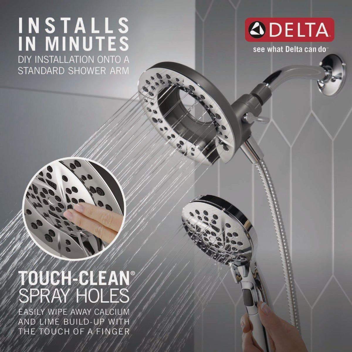 Delta In2ition 5-Spray 1.75GPM Two-In-One Shower, Chrome Image 3
