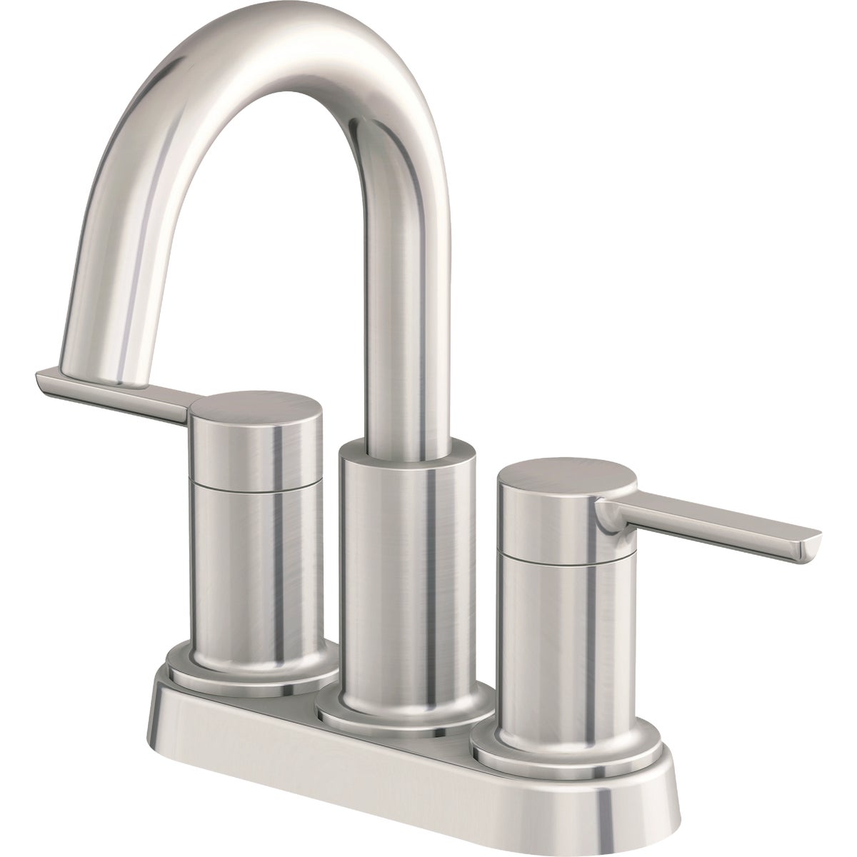 Home Impressions Brushed Nickel 2-Straight Handle Lever 4 In. Centerset Bathroom Faucet with Pop-Up Image 1