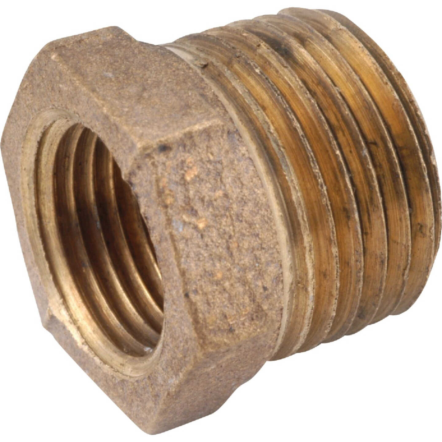 Anderson Metals 3/4 In. MPT x 1/4 In. FPT Red Brass Hex Reducing Bushing Image 1
