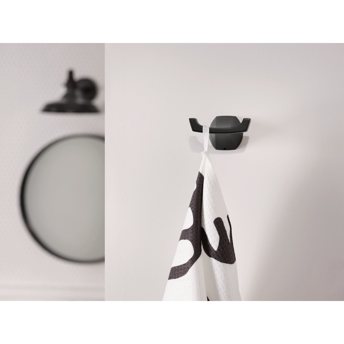 Moen Lindor Double Robe Hook, Matte Black Image 2