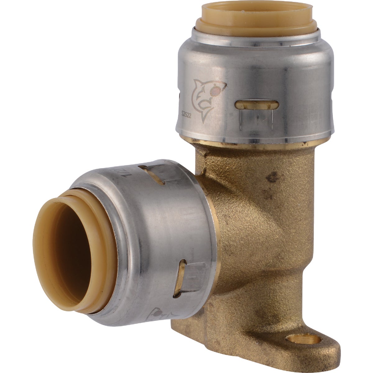 SharkBite 1/2 In. PTC x 1/2 In. PTC 90 Deg. Push-to-Connect Drop Ear Brass Elbow (1/4 Bend)