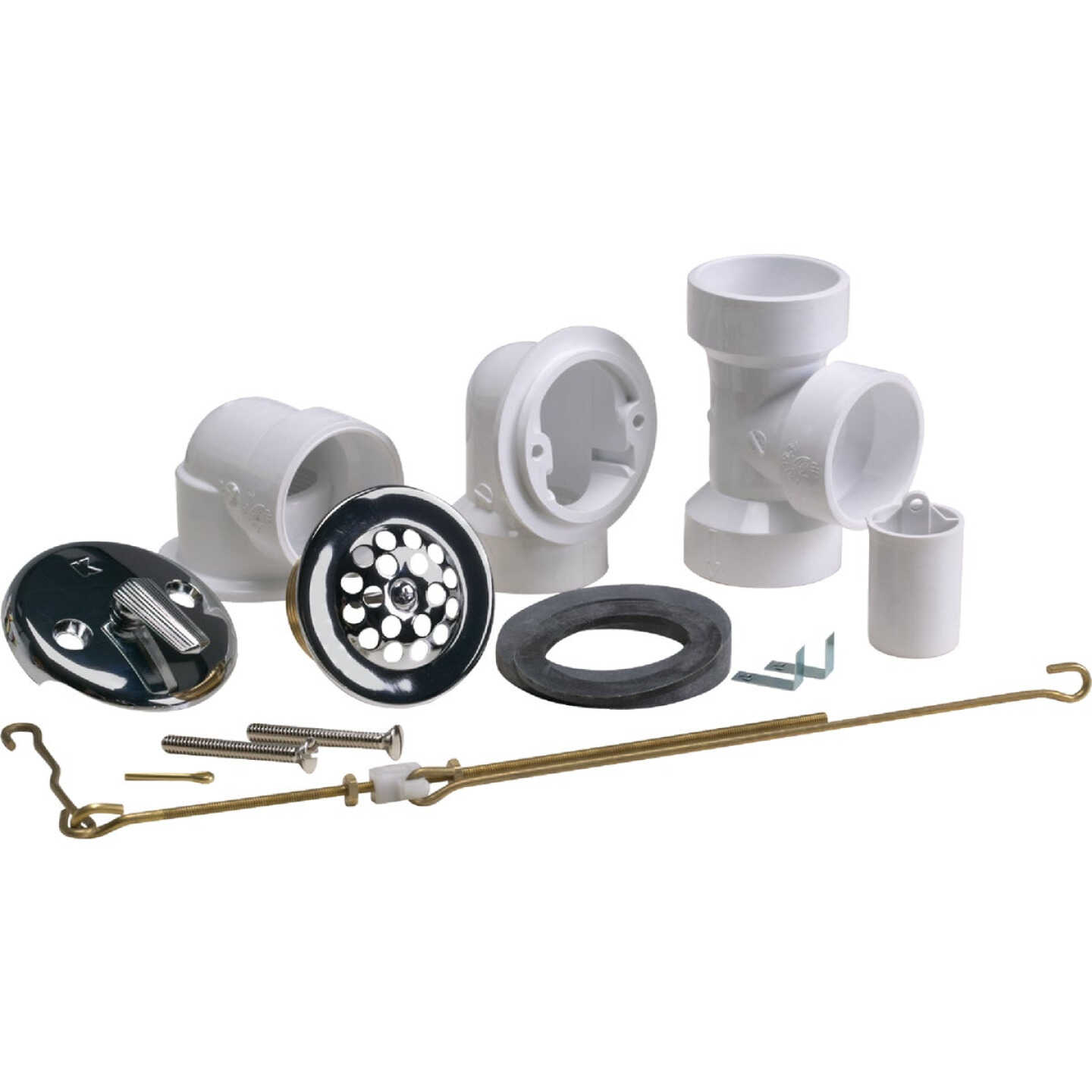Keeney Schedule 40 PVC Triplever Half Pack Bath Drain Kit with Polished Chrome Trim Image 1