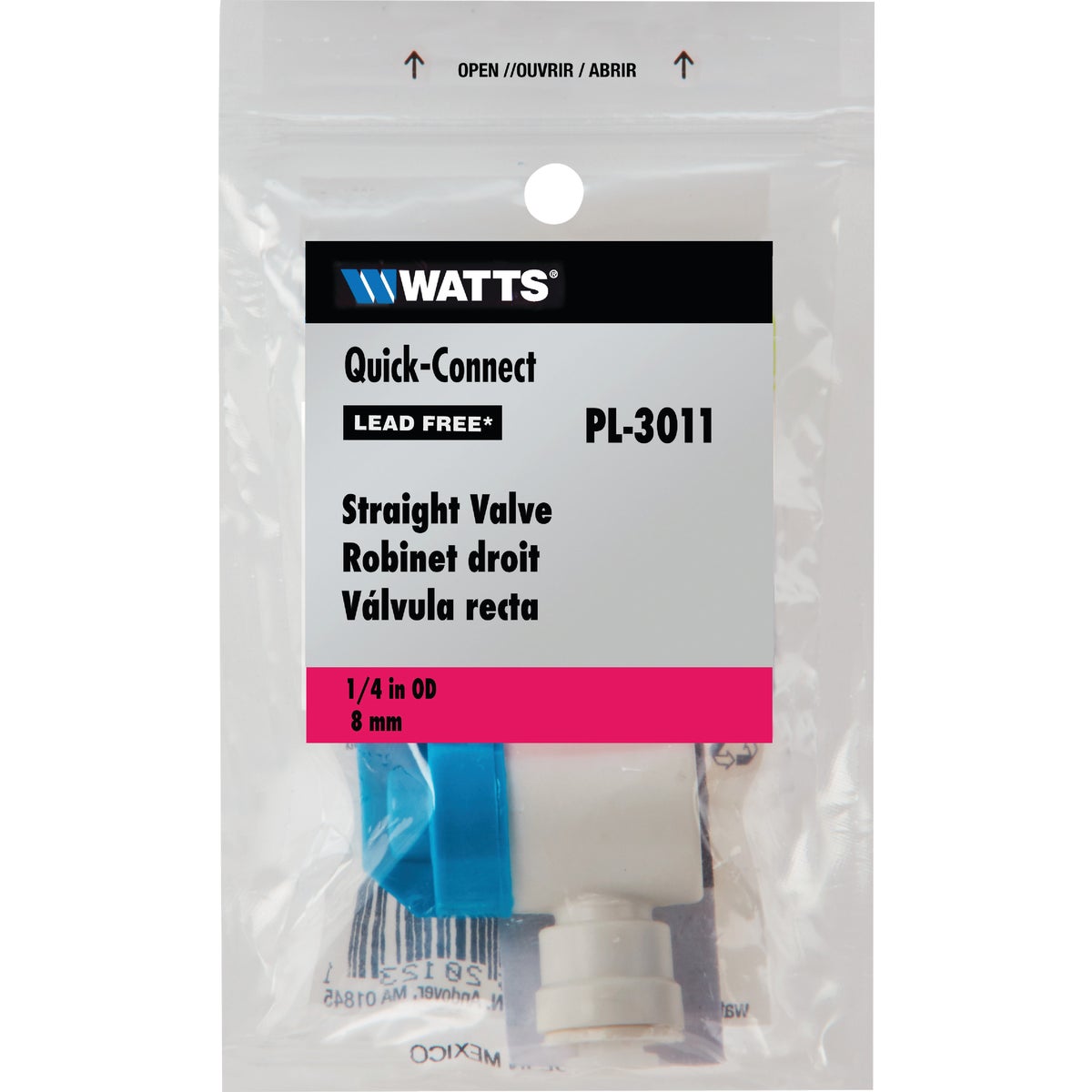 Watts 1/4 In. OD X 1/4 In. QC Plastic Plastic Push Valve Image 2