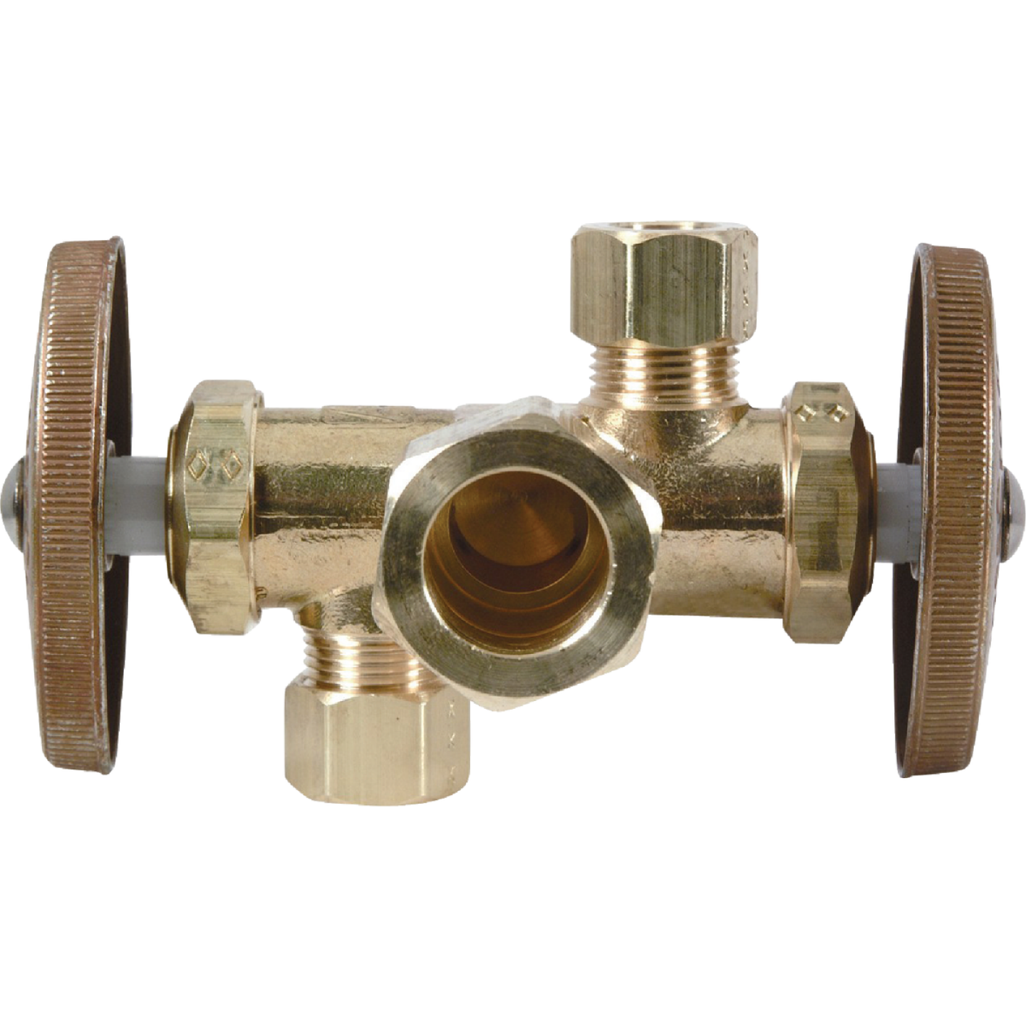 BrassCraft 5/8 In. C X 3/8 In. OD X 3/8 In. OD Rough Brass Dual Outlet Valve Image 1