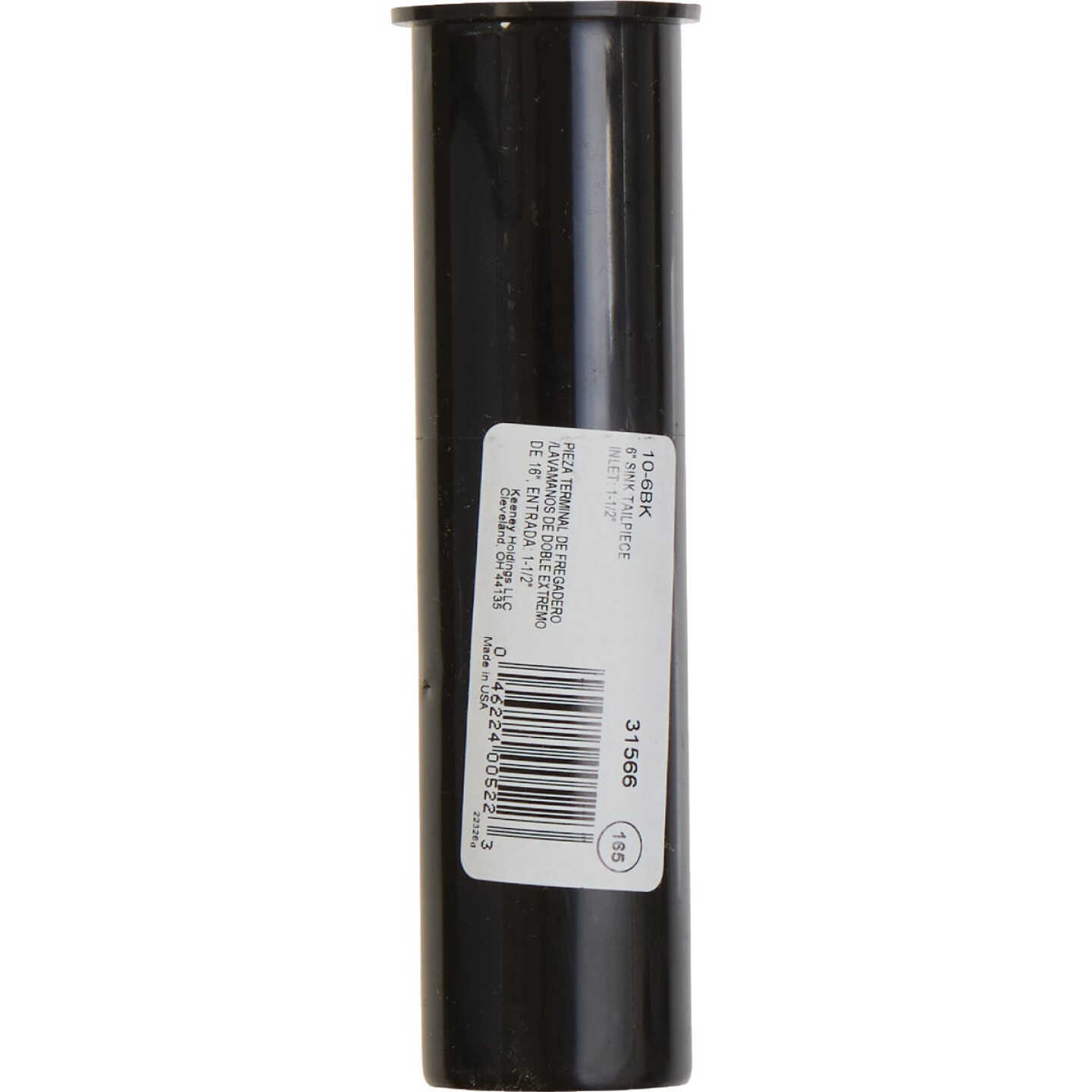 Keeney 1-1/2 In. x 6 In. Black Plastic Flanged Sink Tailpiece Image 2