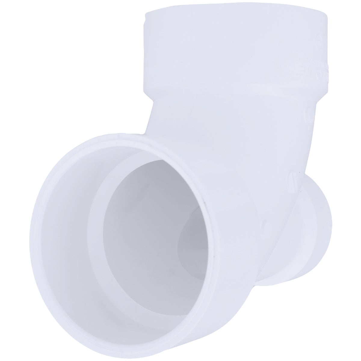 Charlotte Pipe 3 In. x 3 In. x 2 In. Schedule 40 90 Deg. Lowheel Inlet DWV PVC Elbow (1/4 Bend) Image 1
