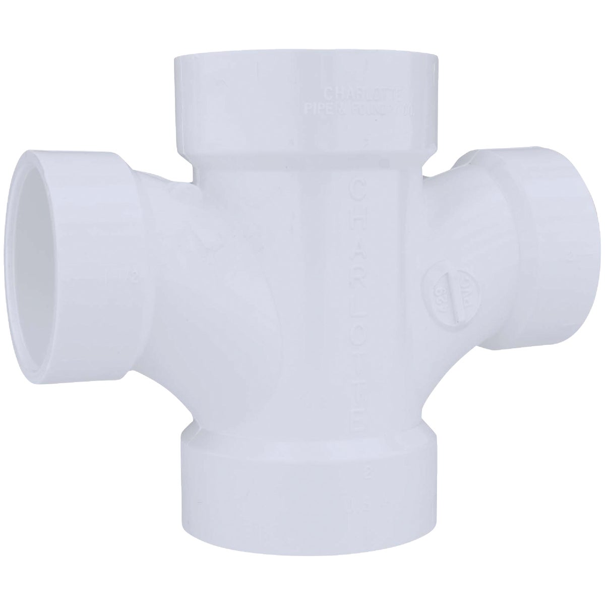 Charlotte Pipe 2 In. X 1-1/2 In. Reducing Double Sanitary PVC Tee Image 1