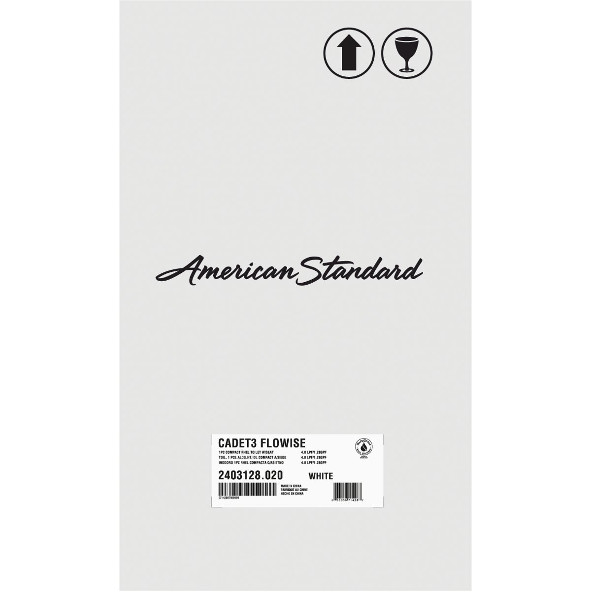 American Standard Cadet 3 Compact White Right Height Elongated Bowl 1.28 GPF Toilet Image 3