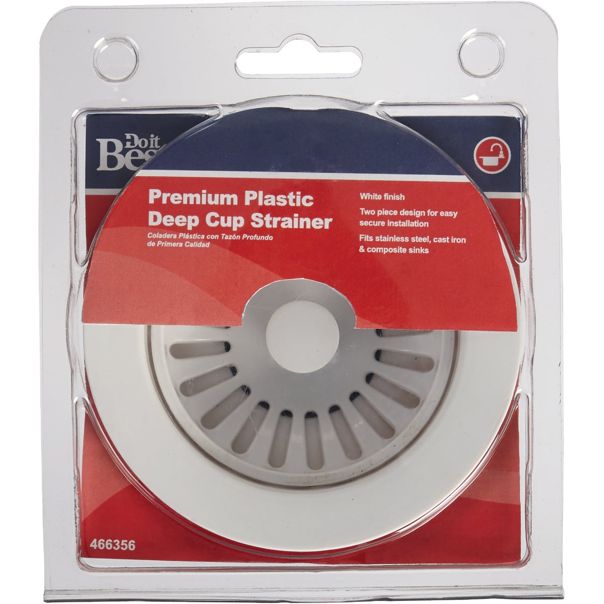 Keeney Plastic Basket Strainer Assembly, White Image 2