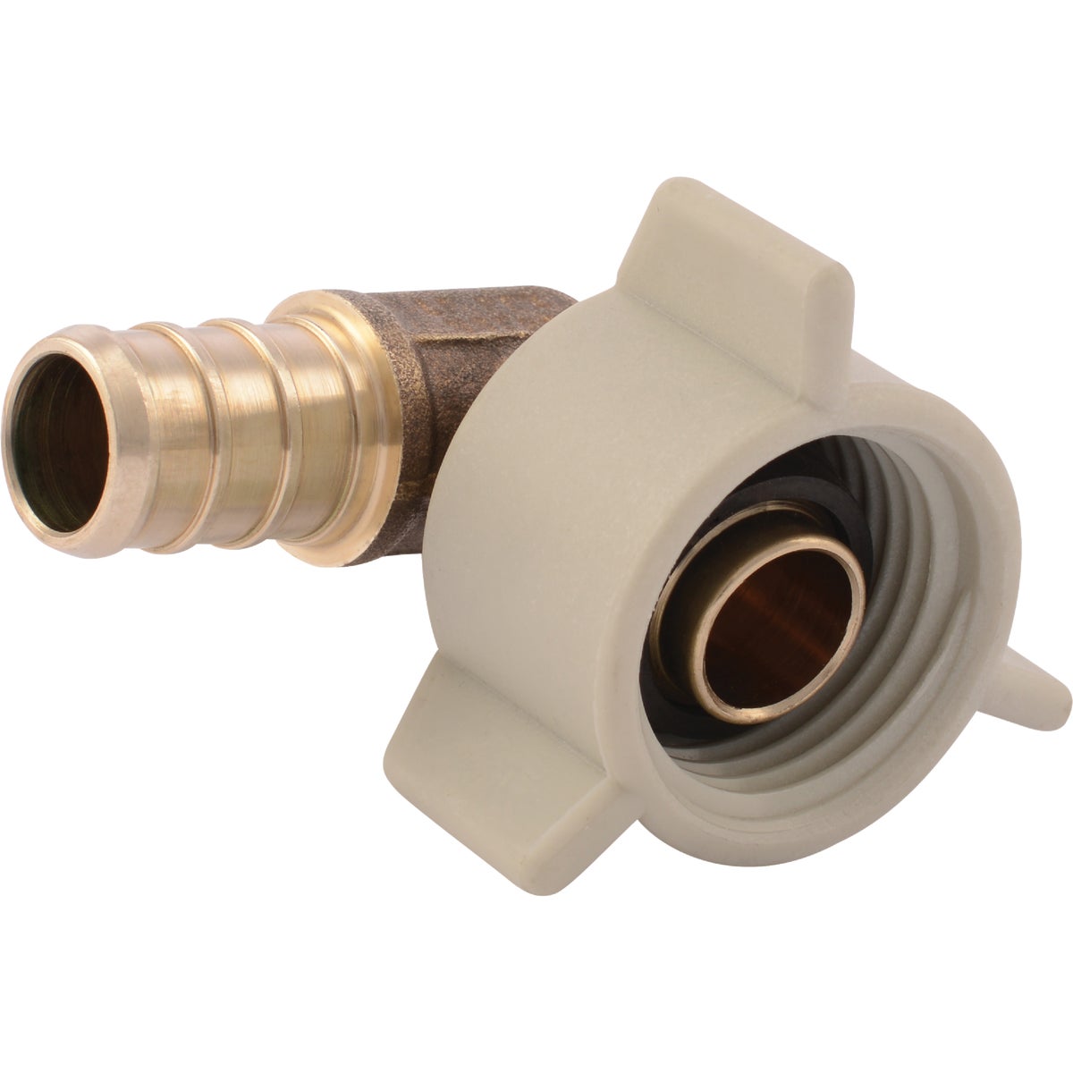 SharkBite 1/2 In. Barb x 1/2 In. FPT 90 Deg. Brass Swivel PEX Elbow (1/4 Bend)