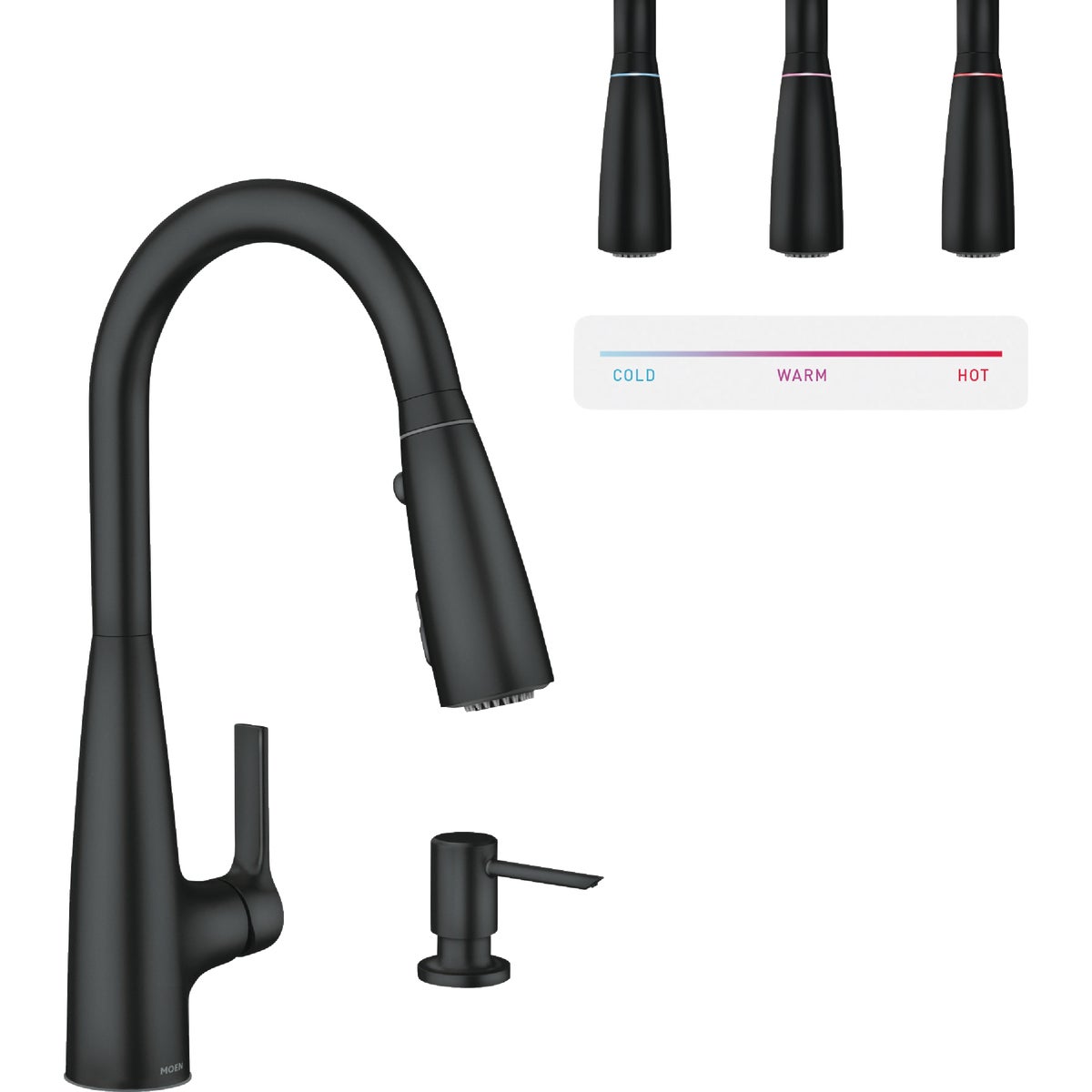Moen Haelyn 2-Handle Pull-Down Kitchen Faucet with ColorCue, Matte Black