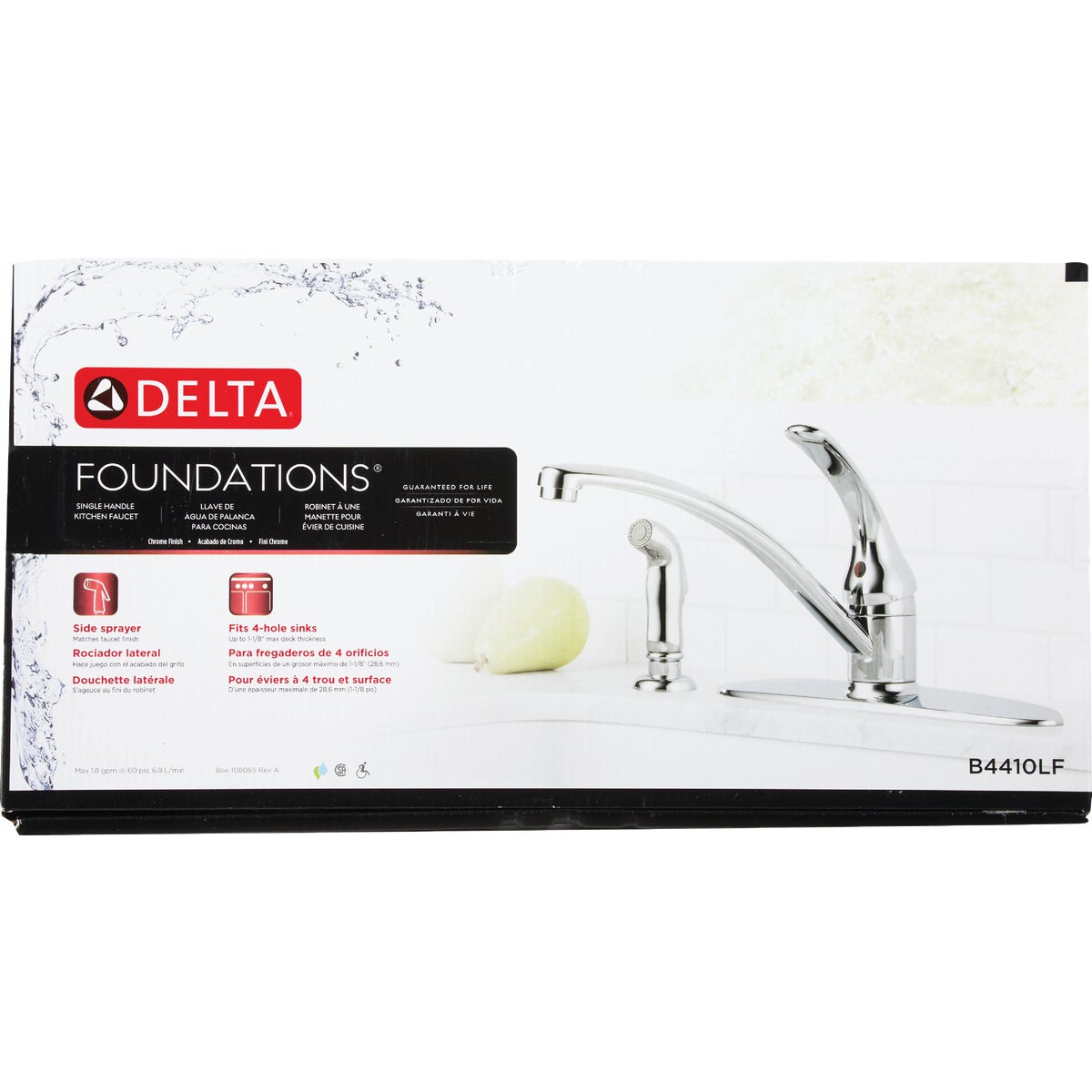 Delta Foundations 1-Handle Lever Kitchen Faucet with Side Spray, Chrome Image 5
