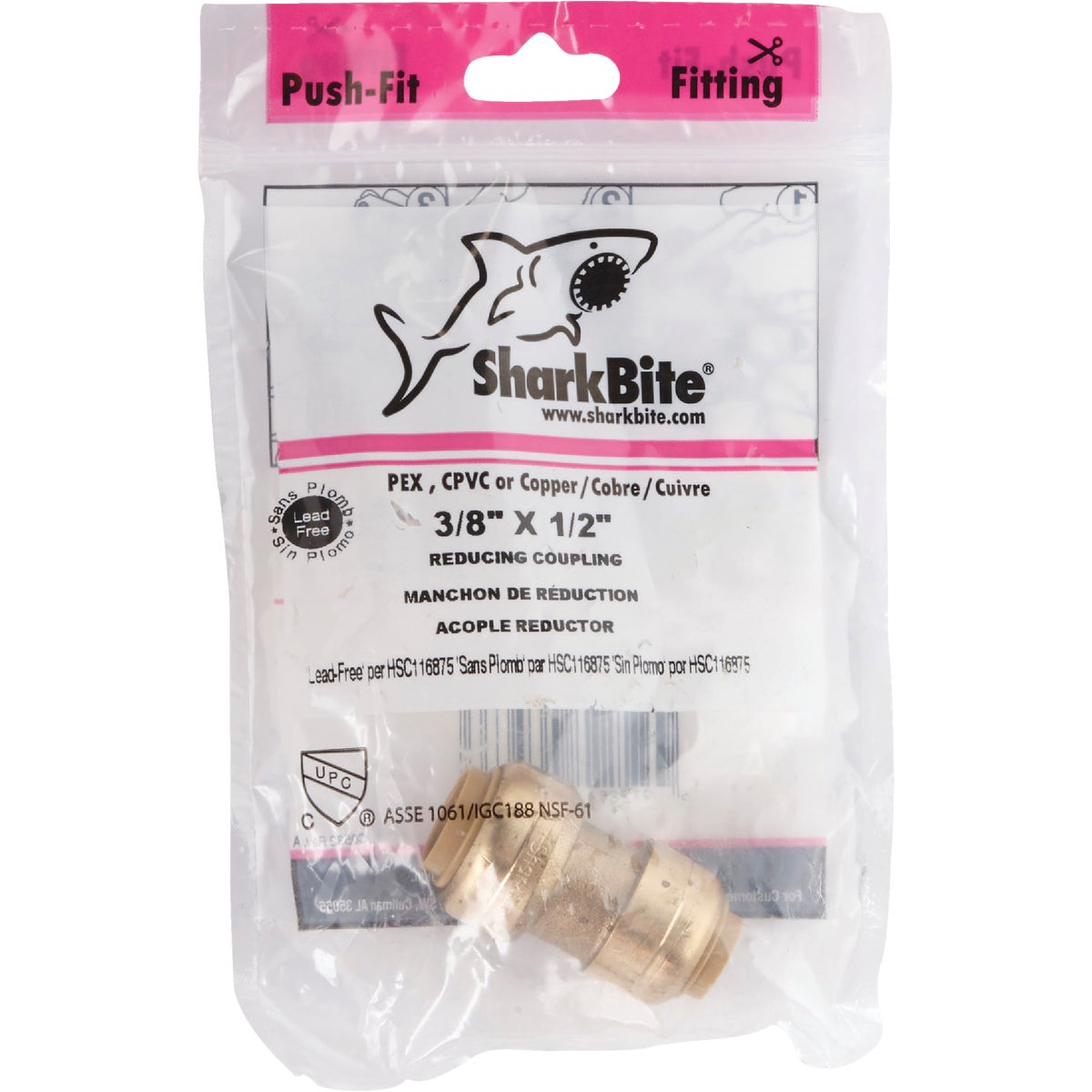 SharkBite 3/8 In. x 1/2 In. Push-to-Connect Brass Coupling Image 2