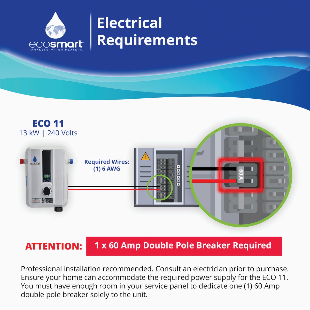 EcoSMART 240V 13.6kW Tankless Electric Water Heater Image 4
