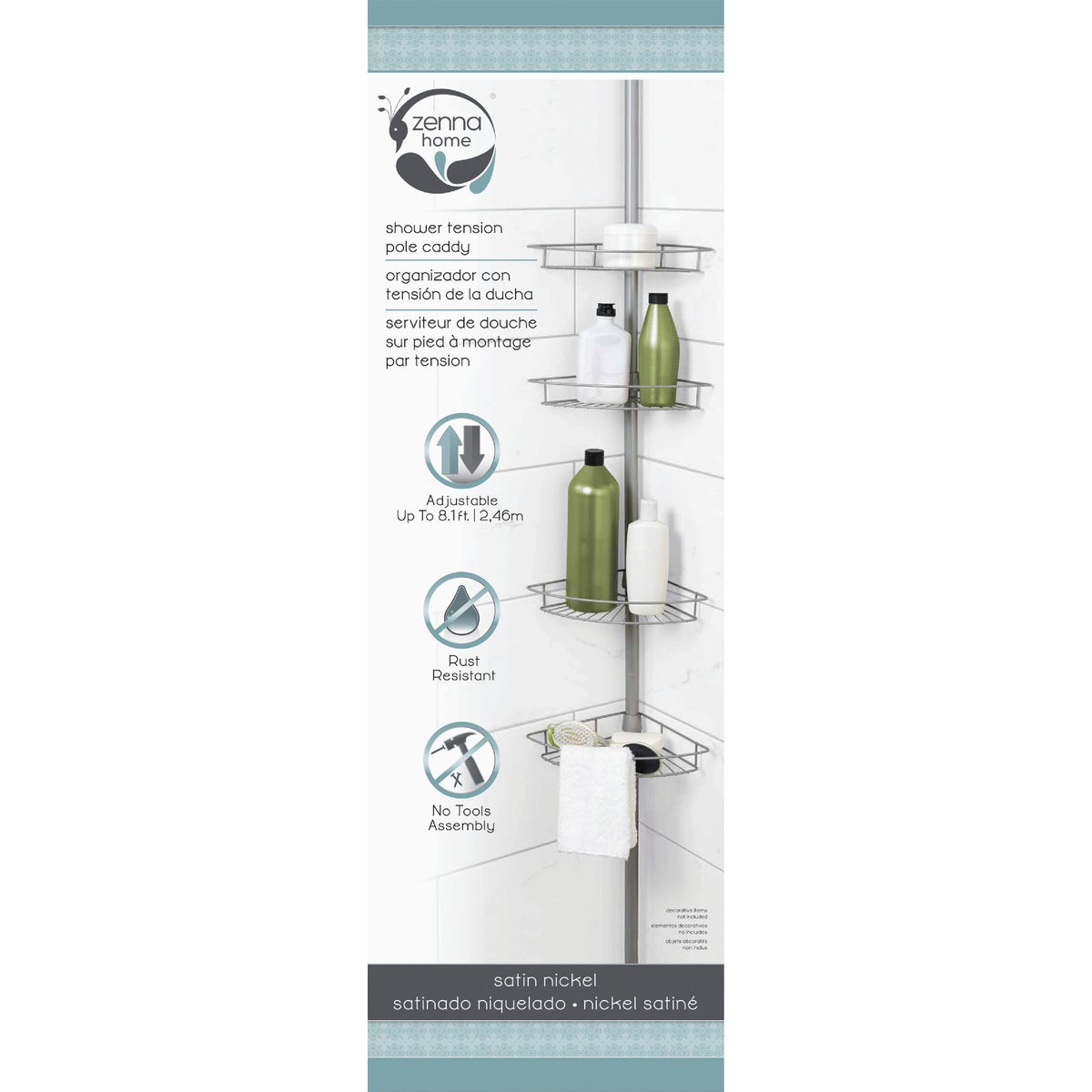 Zenith Zenna Home Metal 12 In. x 97 In. Shower Caddy Image 5