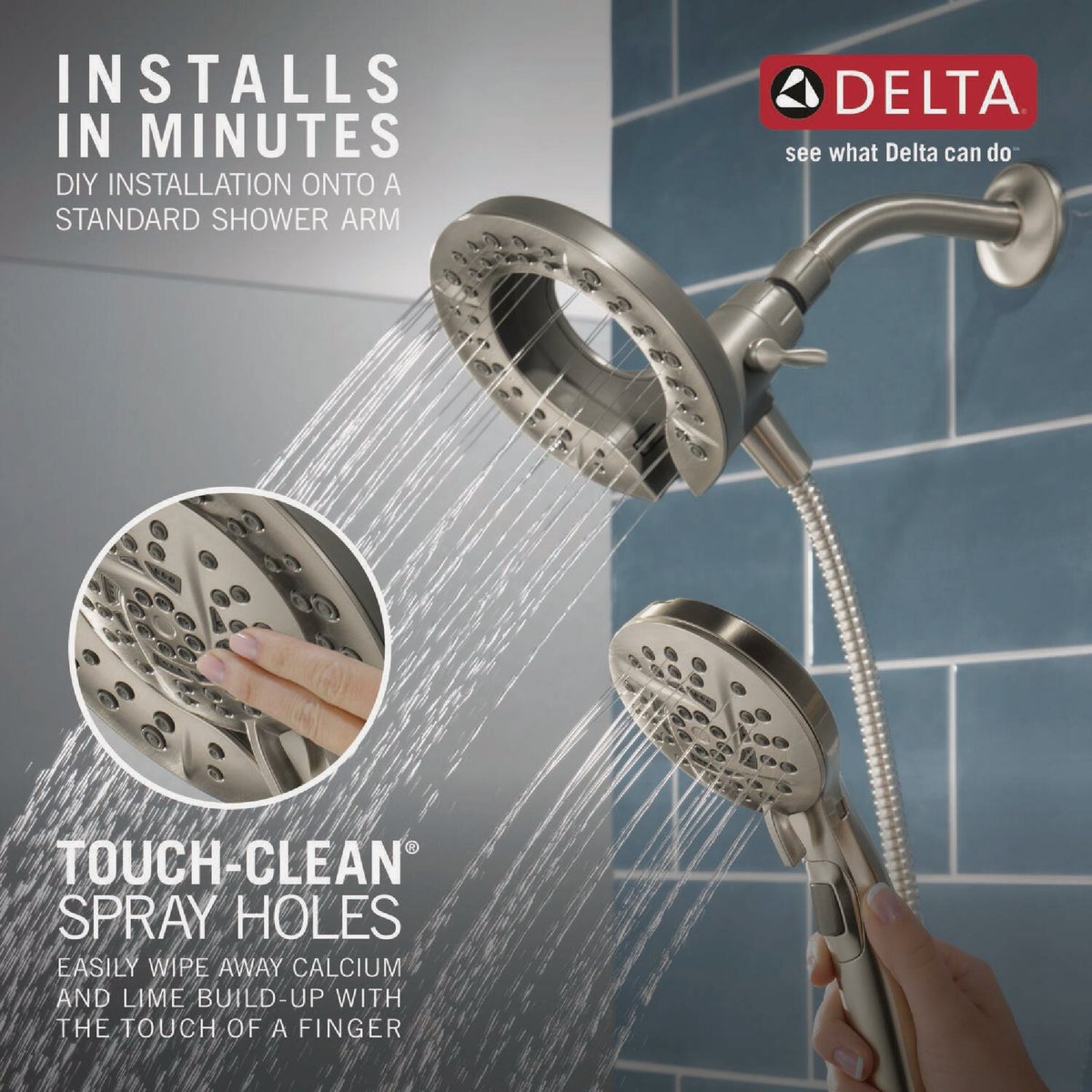 Delta In2ition 5-Spray 1.75GPM Two-In-One Shower, Satin Nickel Image 3
