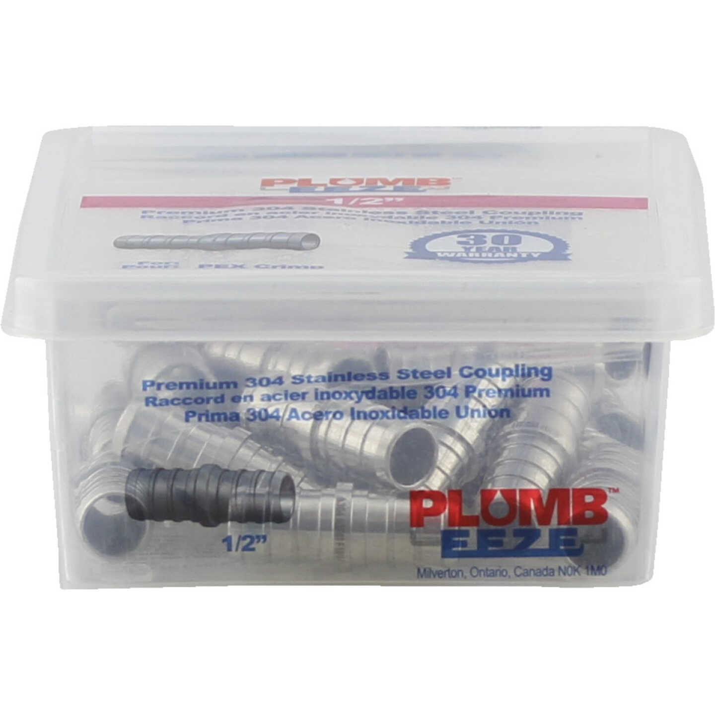 Plumbeeze 1/2 In. Stainless Steel PEX Coupling (25-Pack) Image 1