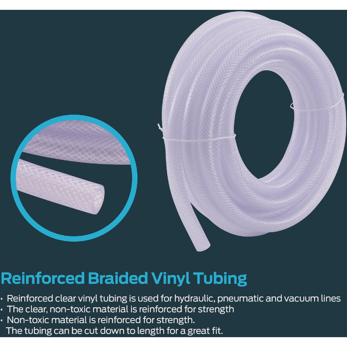 Eastman EZ-Flo 20 Ft. Braided Vinyl Tubing 1/4 In. ID x 1/2 In. OD Image 2