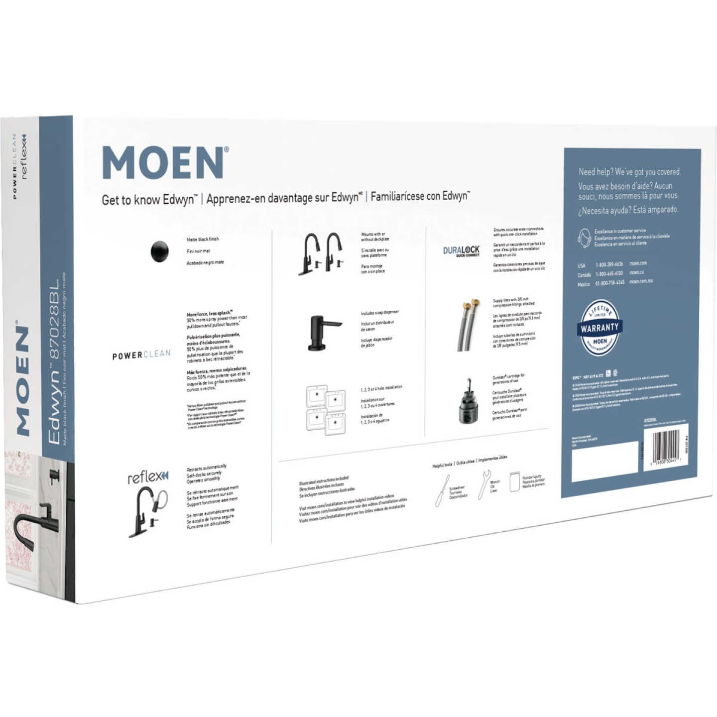 Moen Edwyn 1-Handle Pull-Down Kitchen Faucet with Soap Dispenser, Matte Black Image 8