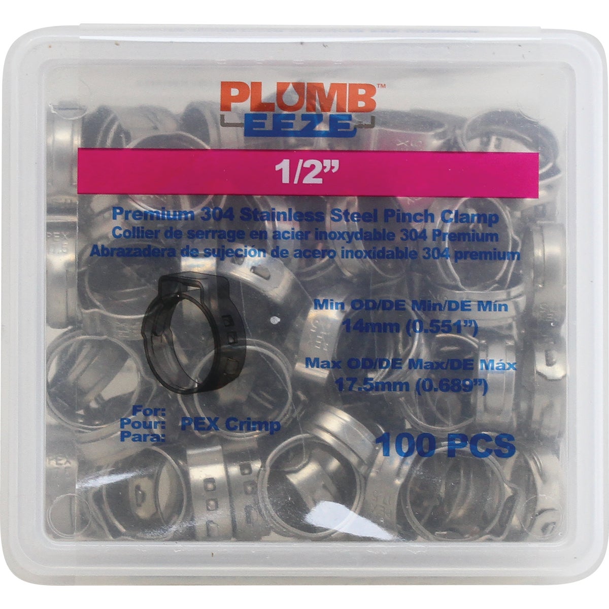 Plumbeeze 1/2 In. Stainless Steel PEX Pinch Clamp (100-Pack) Image 2