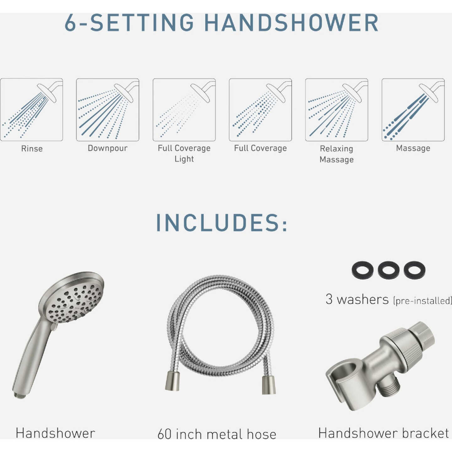 Moen Spot Resistant Brushed Nickel 6-Function 4 In. Dia. Spray Head Handheld Shower Image 4