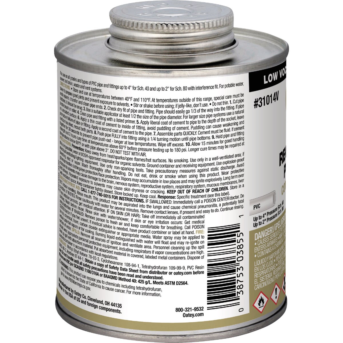 Oatey 16 Oz. Low Voc Regular Bodied Clear PVC Cement Image 3