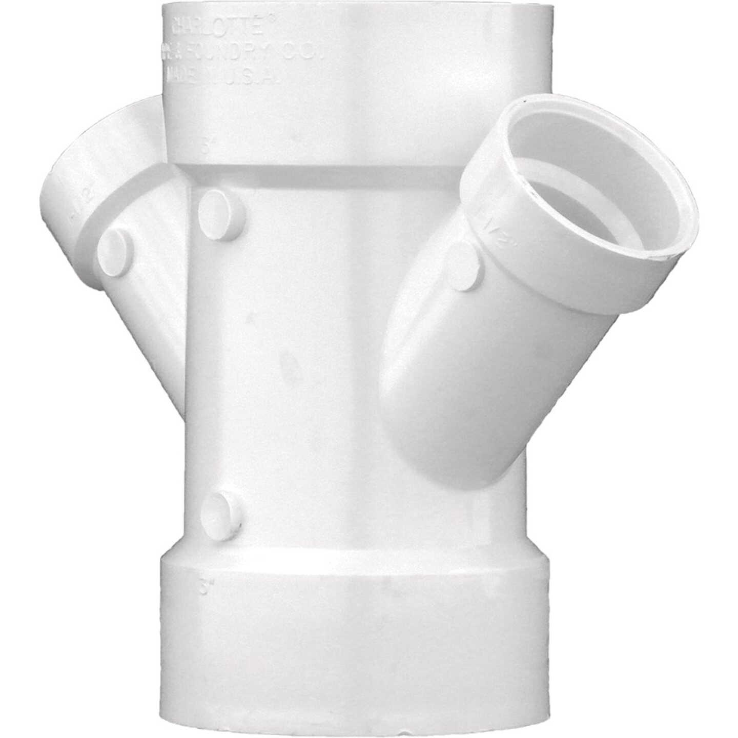 Charlotte Pipe 3 In. x 1-1/2 In. Schedule 40 DWV PVC Reducing Double Wye Image 1