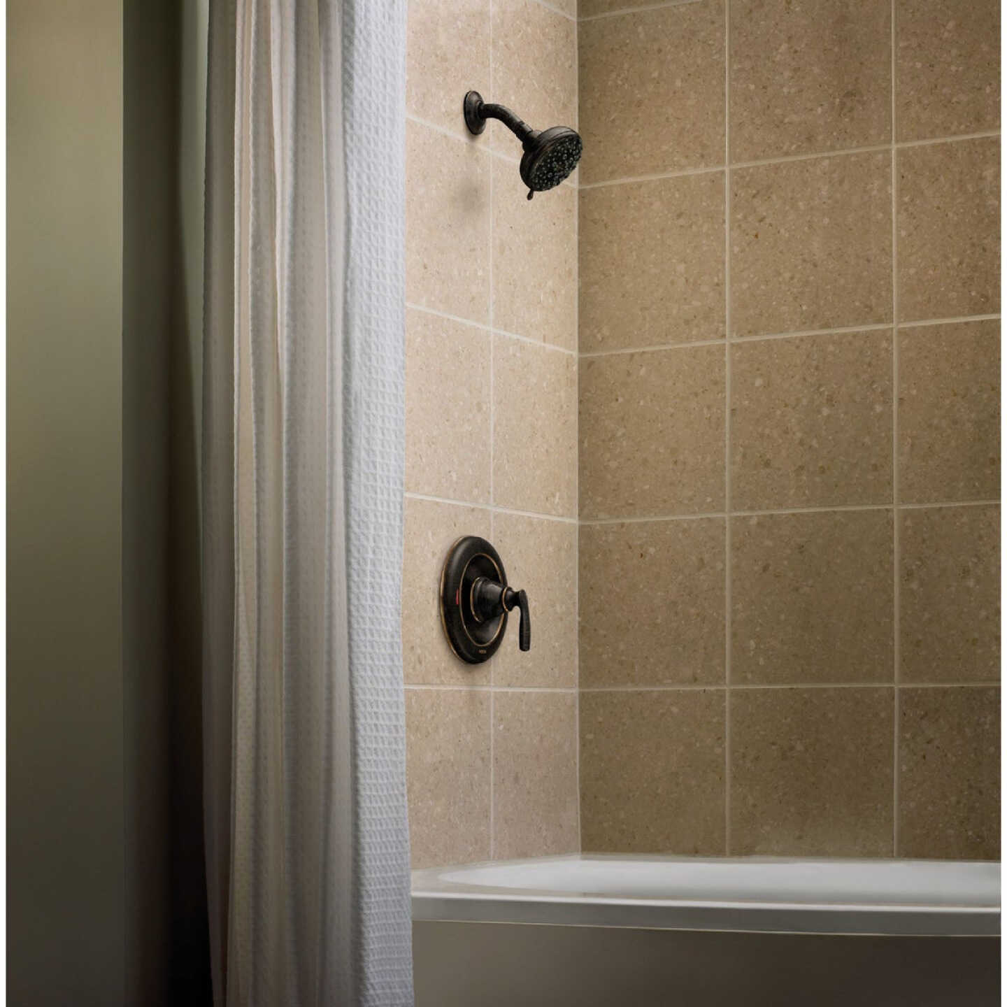 Moen Hilliard Posi-Temp 1-Handle Lever Tub & Shower Faucet, Mediterranean Bronze Image 2