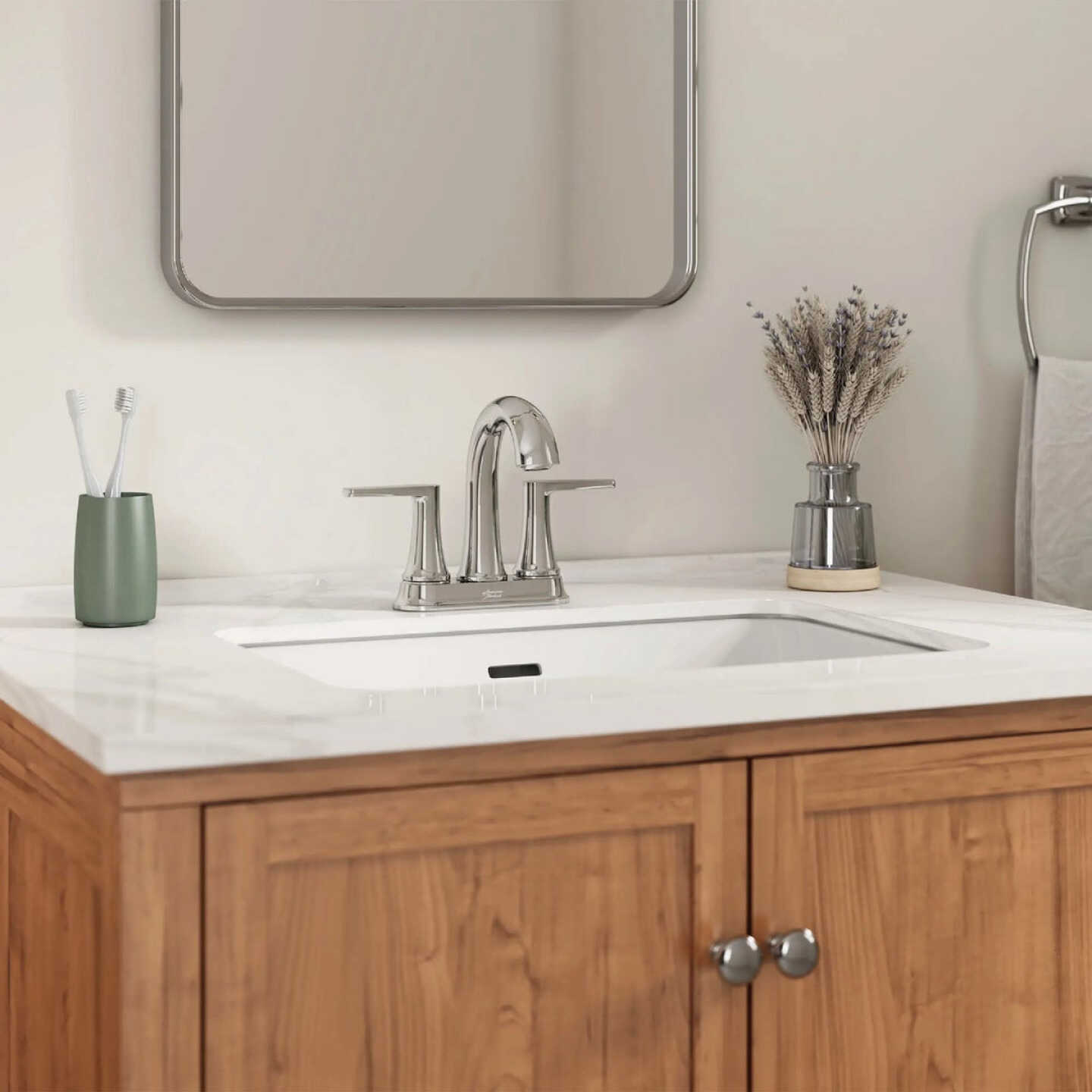 American Standard Becklow Chrome 2-Handle Lever 4 In. Centerset Hi-Arc Bathroom Faucet with Push Drain Image 3