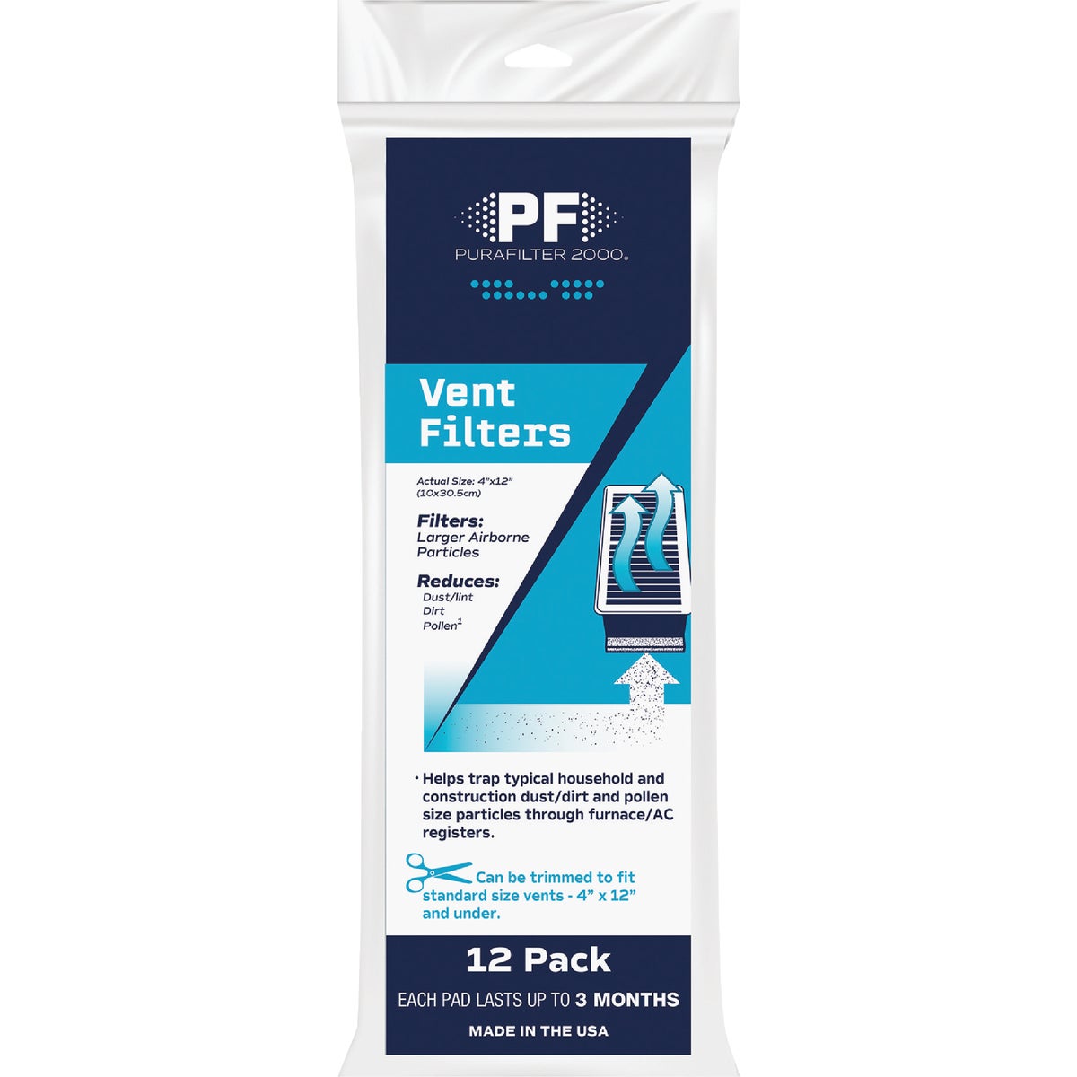 Purafilter 2000 4 In. x 12 In. x 1 In. Floor Register Trimmable Air Filter (12-Pack)