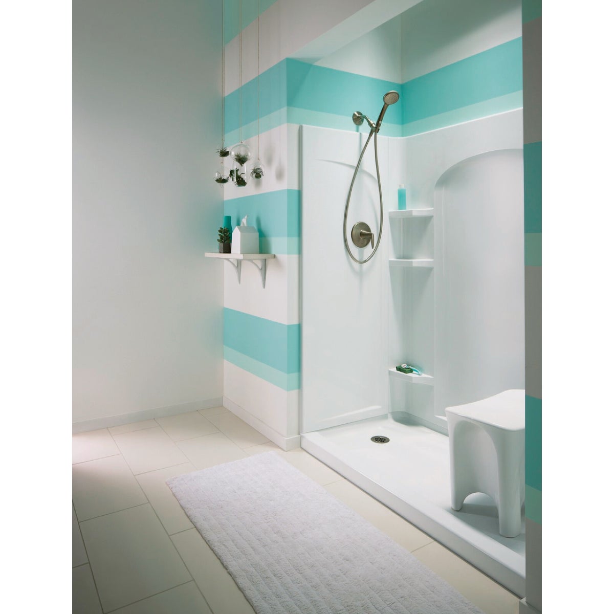 Sterling Ensemble 72-1/2 In. H. x 34 In. D. White Vikrell Curved Shower End Wall Image 3