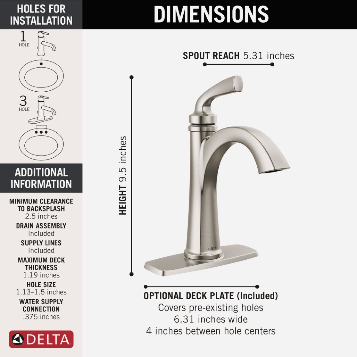 Delta Geist Brushed Nickel 1-Handle Lever Bathroom Faucet Image 2