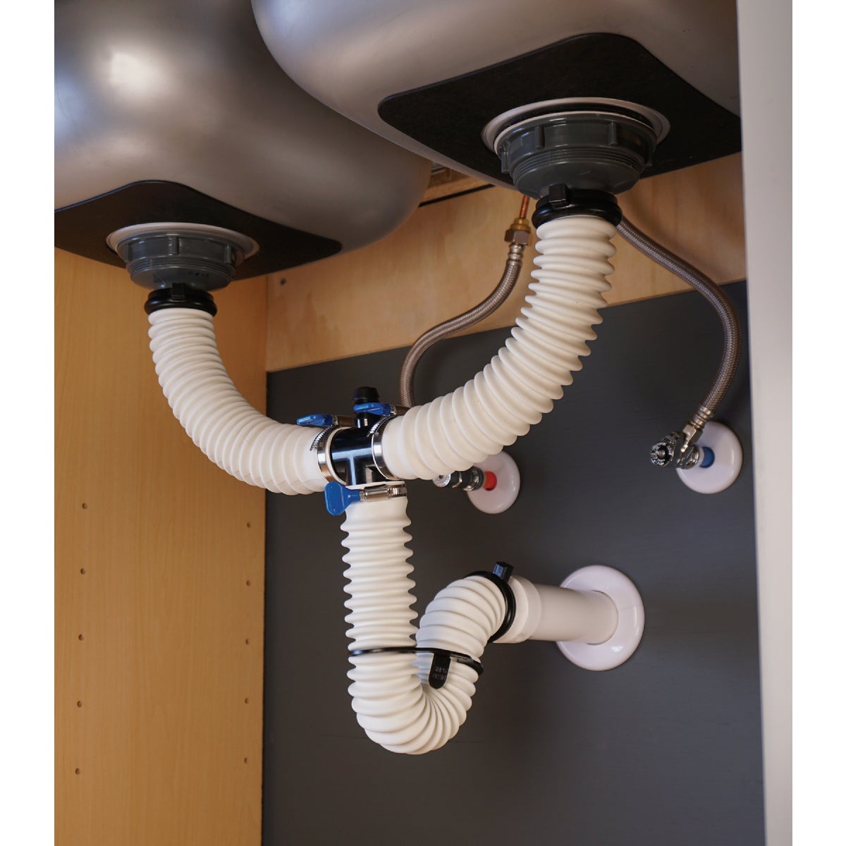 Simple Drain Double Basin Self-Plunging Sink Drain Trap Repair Kit Image 2