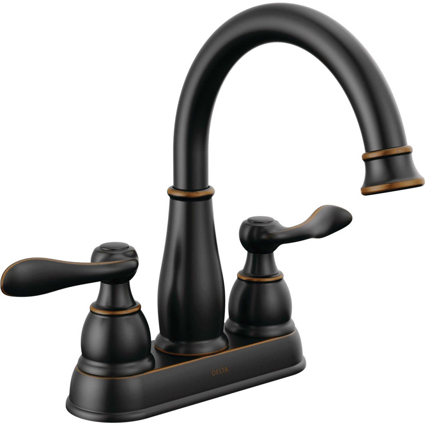Delta Windmere Oil Rubbed Bronze 2-Handle Lever 4 In. Centerset Bathroom Faucet and Push Pop-Up with Overflow Image 1