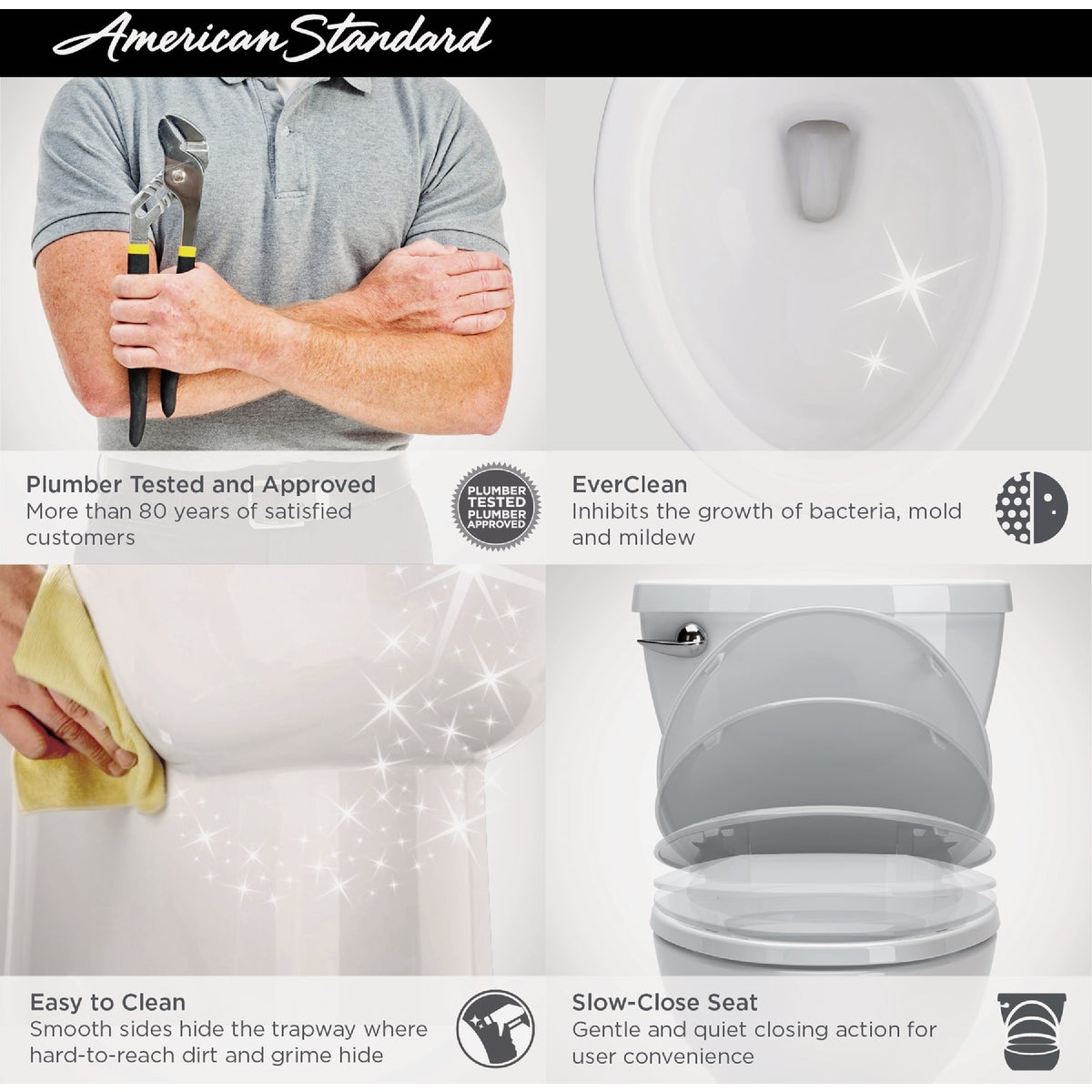 American Standard Cadet Decor White Chair Height Elongated Bowl 1.28 GPF Toilet Image 4