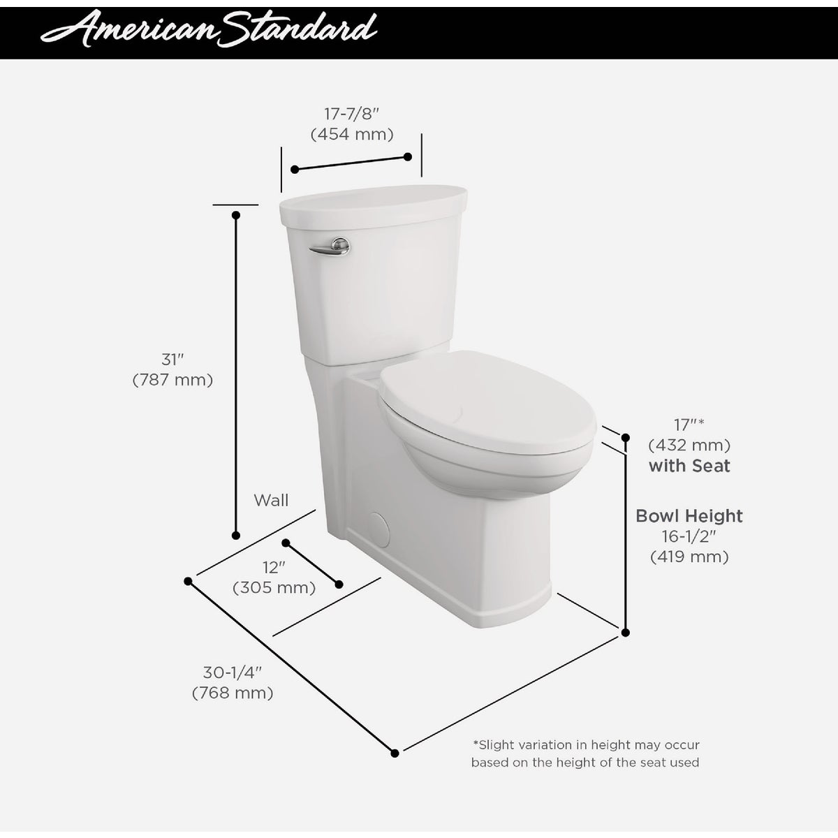 American Standard Cadet Decor White Chair Height Elongated Bowl 1.28 GPF Toilet Image 2