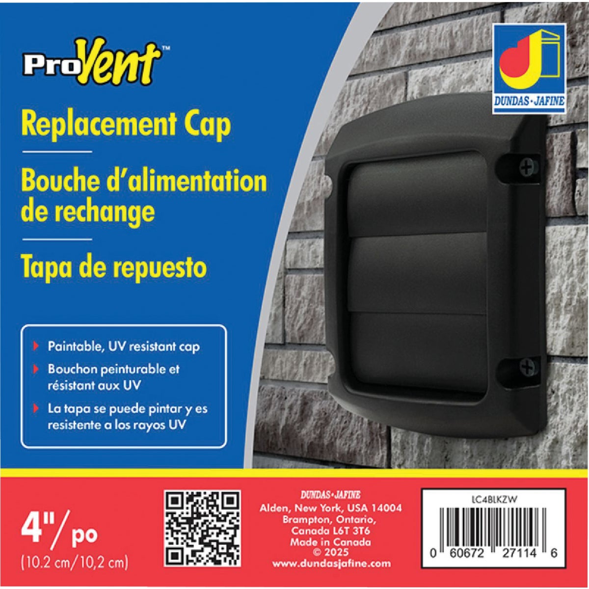 Dundas Jafine ProVent 4 In. Black Louvered Exhaust Replacement Vent Cap Image 3