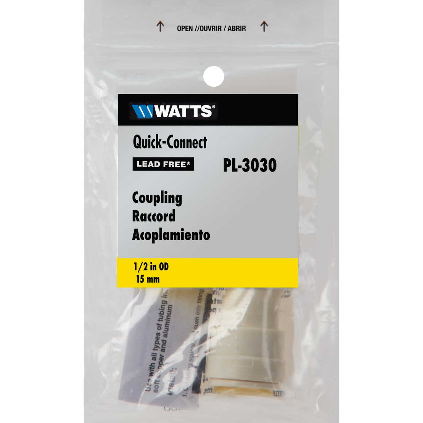 Watts Aqualock 1/2 In. x 1/2 In. Push-to-Connect Plastic Coupling Image 2