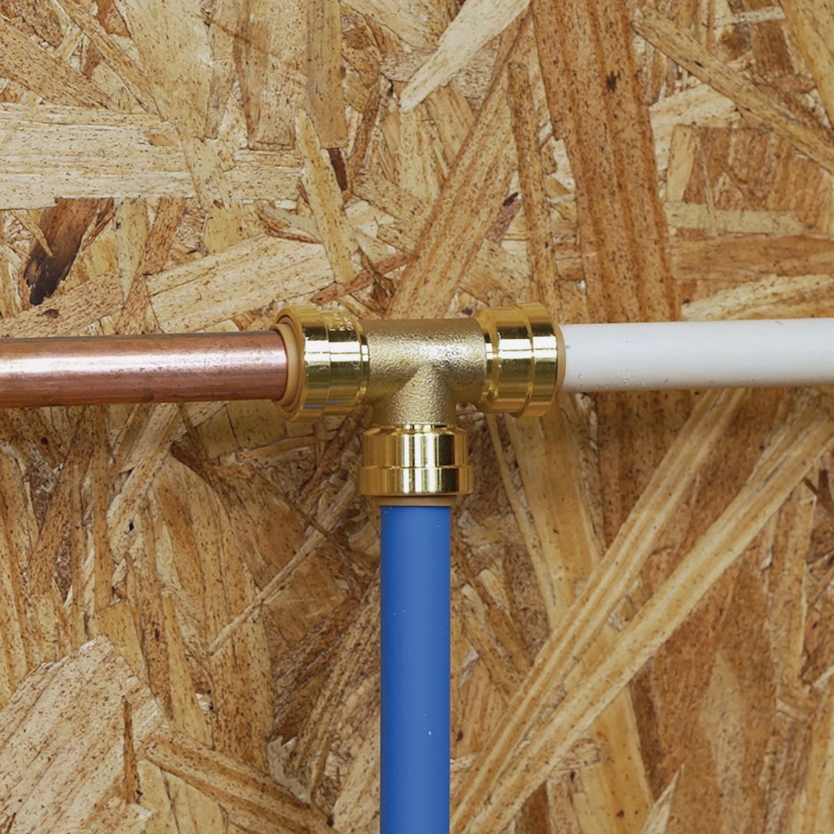 QuickFitting 3/4 In. x 3/4 In. x 1/2 In. Push-to-Connect Brass Reducing Tee Image 2