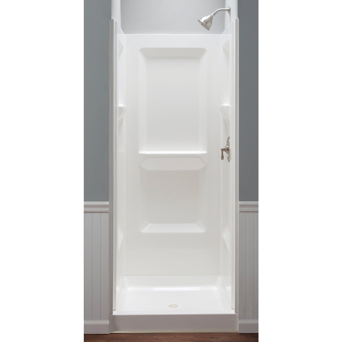 Mustee Durawal 32 In. x 73.25 In. x 32 In. Alcove Shower Wall Set in White (3-Piece) Image 1