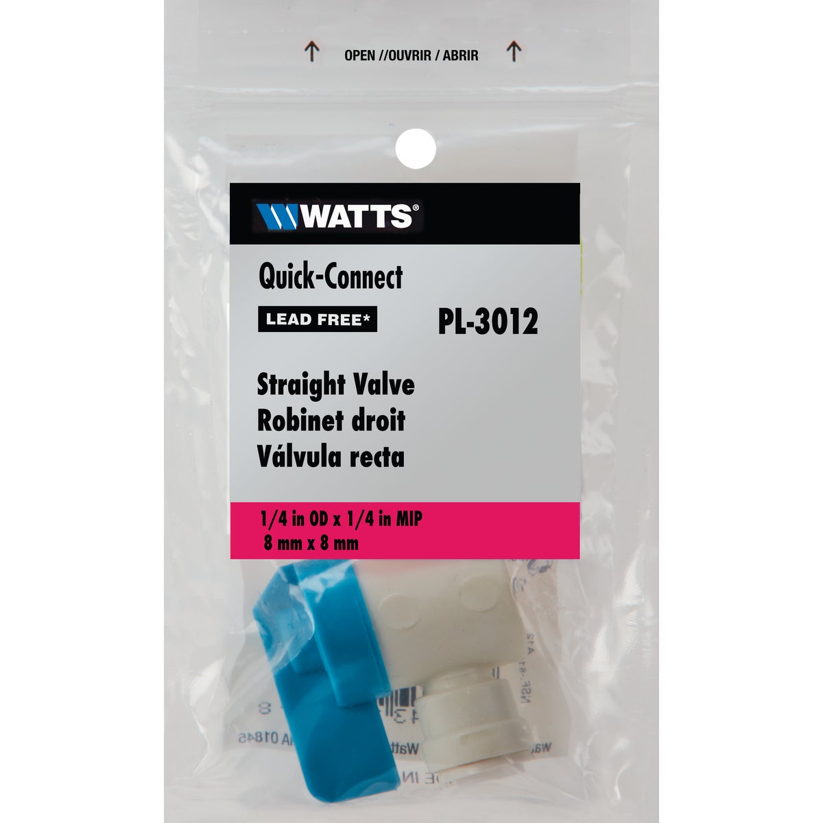 Watts Aqualock 1/4 In. x 1/4 In. MNPT Straight Push-to-Connect Plastic Valve Image 2