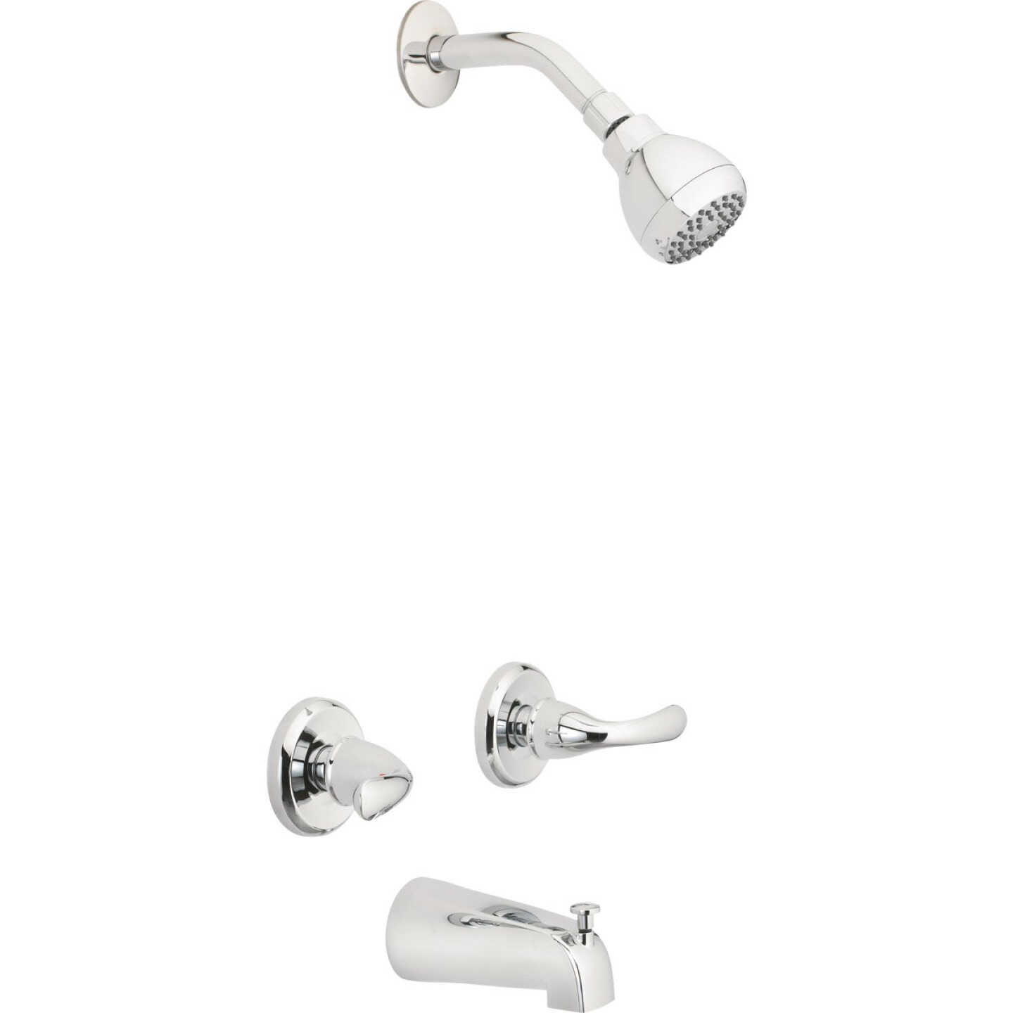 Homepointe Shower Faucet + Showerhead, 2 Lever Handle, Chrome Finish Image 1