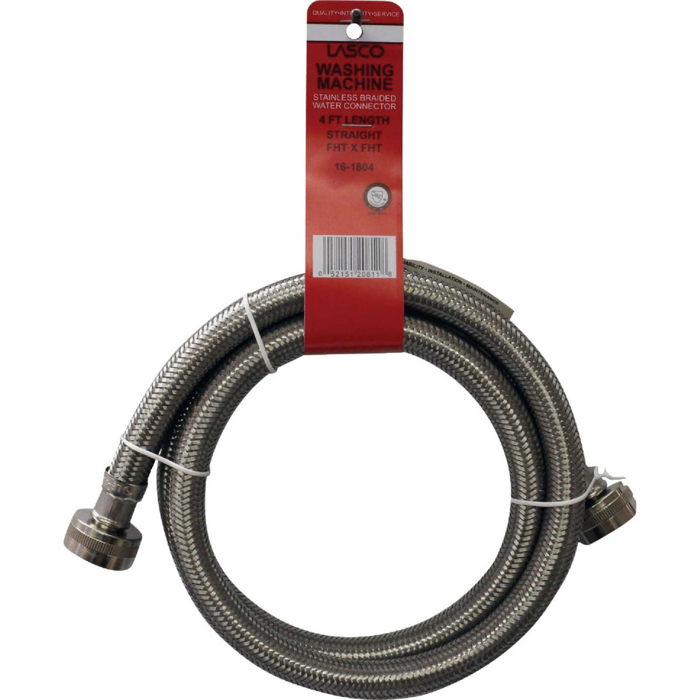 Lasco 3/4 In. x 4 Ft. Stainless Steel Washing Machine Hose Image 2
