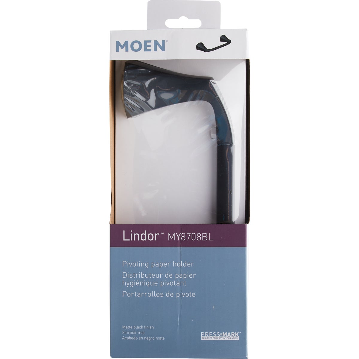 Moen Lindor Wall Mount Pivoting Toilet Paper Holder, Matte Black Image 3